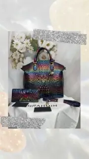 BRAHMIN LG DUXBURY TECHNICOLOR BAG W/Ady Wallet LIMITED EDITION HOLIDAY EDITION!