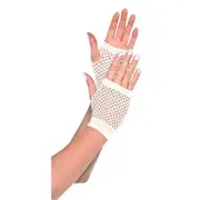 Game Ready Team Spirit Party Short Fishnet Gloves Accessory White