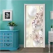 Door Stickers Self-Adhesive 3D Flower Art Door Sticker Home Decoration Wall Sticker Mural Entrance Wallpaper Poster(77x200cm)