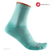 Castelli ROSSO CORSA W 11 Womens Cycling Socks : SKYLIGHT/POP ORANGE - ONE PAIR