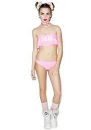 [Wildfox Couture] Fun Fox Strapless Flutter Top