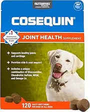Nutramax Cosequin Joint Health Supplement for Dogs - with Glucosamine, Chondroitin, MSM, and Omega-3's, 120 Soft Chews