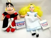 Disney Bean Bag Plush- Alice in Wonderland- Alice + Queen of Hearts with Tags!