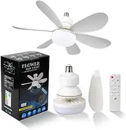 SILAMPDI Fan Light with Remote Ceiling Fans with Light Stepless Adjusted,Ceiling Fans with Light White,Ceiling Fan E27 Base 220V-224V,Suitable for Bedroom, Living Room, Studio,3000-6500K (White)