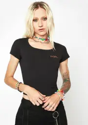 [x-Girl] Square Neck Baby Tee