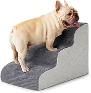 Koreal Dog Stairs for Small Dogs, 3 Steps 40cm Height Pet Stairs for High Beds, High Density Foam Curved Cat Ramp for Bed and Sofa, Pet Steps for Small Dogs and Cats