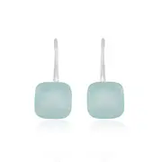 Aspen Earrings in Sterling Silver with Aqua Chalcedony - Matt Finish Jewellery - Elegant Earrings Australia