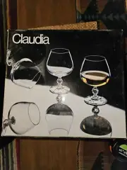 NIB Bohemian Crystal Colored Glasses, 6-pc Vintage WHITE Brandy Cognac Snifters