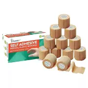12- Rolls Tan Self Adhesive Bandage Wrap, Vet Tape, Medical Tape ( 2In x 5Yards)