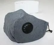Cotton Cloth Face Mask w 2 Filters Reusable Washable Adjustable 3Ply Grey