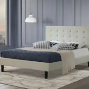 Istyle Alexis Wilt Double Bed Frame Fabric Beige