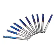 10Pcs 3.175Mm Blue Naco Coated Pcb Bits Carbide Engraving Milling Cutter For Cnc Tool Rotary Burrs