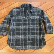 Banana Republic shacket women’s XL gray black plaid wool Blend button Sweater