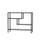 Console Table Tempered Glass Sofa Table Hall Side Entry 4 Shelves Black