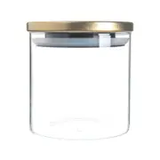 Argon Tableware Glass Storage Jar with Metal Lid - Silicone Seal - 550ml - Gold