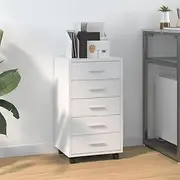 Drawer Cabinet, Bedside Table Bedroom Furniture Home Living Room Hallway with Castors High Gloss White Engineered Wood