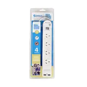Sansai 4 Socket USB Powerboard/Power Plug Adaptor With USB-A Ports White