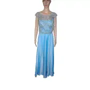 NWT Sherri Hill women's light blue satin beaded prom formal dress Sz 10