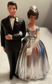 Vintage Wilton 25th Anniversary Bride And Groom Wedding Cake Plastic Topper 3”