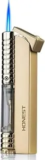PROMISE Windproof Lighter Butane Refillable Gas Lighter with Visible Window, Slim Lighter (Gold)