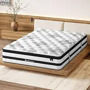 Audreamy King Single Mattress 34cm Euro Top 7-Zone Pocket Spring Hybrid Innerspring Memory Foam High Resilience Foam Breathable Enhanced Edge Stability Vacuum Sealed Medium Firm