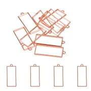 50Pcs Rectangle Alloy Open Back Bezel Pendants Resin Frame Rose Gold