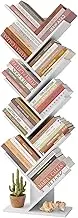 Hoctieon 10 Tier Tree Bookshelf, 10 Shelf Bookcase, Free Standing Tree Bookcase, Display Floor Standing Shelf for Books, Book Shelf Organizer, White
