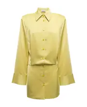 The Attico Satin Single-Breasted Mini Shirt Dress IT38 Green