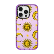 iPhone 16 Pro Impact Case Sun Moon Stars Transparent Gold Yellow
