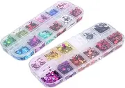Happyyami Heart Nail Art Glitter Sequins of Holographic Love Heart Decorations for Manicure Crafts DIY Projects Easy to Apply for Parties Creative Nail Designs