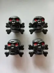 AUTOMOTIVE - SKULL & CROSSBONES METAL VALVE STEM CAPS - SET OF 4