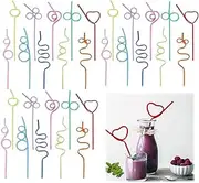WADY 30Pc Crazy Straws,Silly Straws for Kids &Adults,Reusable Plastic Loop Curly Crazy Drinking Straws for Classroom Activities Valentines Day Gift Christmas Birthday Wedding Party Supplies Decoration