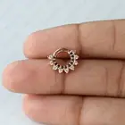 Natural Balck & White Diamond Septum Clicker, Daith Earring Piercing in 14k Gold