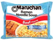 Maruchan Ramen Less Sodium Beef, Instant Ramen Noodles, Ready to Eat Meals, 3 Oz