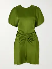 [Victoria Beckham] Victoria Beckham - Gathered Satin Mini Dress - Green - UK 4 UK 4 Green