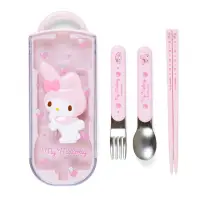 在飛比找momo購物網優惠-【SANRIO 三麗鷗】滑蓋式立體浮雕環保餐具組 餐具三件組