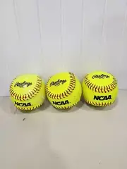 3 Rawlings 11" NCAA Official Softball NC11S Florescent Training Ball Read