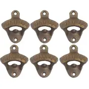 Bottle Opener Wall Mounted Beer Cap Opener, Cast Iron Soda Bottle Top (Pack of6)