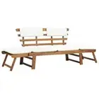 2-in-1 Garden Sun Bed Bench with Cushion Outdoor Patio Wooden Lounger Furniture