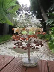Large 300-Leaf Chakra Crystal Bonsai 22cm Gemstone Tree On Orgone Base 7 Colours