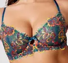 Savage X Fenty Sunchaser Lace Underwire Bra Bawdy Blue Lace Size 46D