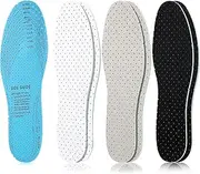 Sintege 3 Pairs Breathable Shoe Insoles Inserts Ultra-Soft Cushioning Walking Comfort Double-Layer Latex Foam Perforated Replacement Insoles for Men 7-11 Woman 2-8, White, Black, Grey, 3.8 x 11.5 Inch