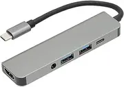 USB C Hub Multiport Adapter USB C Hub 5 in 1 5Gbps Transmission Type C to Audio PD Port Expander for Mouse Keyboard