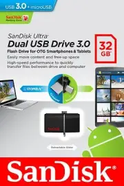 SanDisk 32GB OTG Dual Ultra USB 3.0 Micro Flash Thumb Drive Memory SDDD2-032G