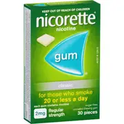 Nicorette Quit Smoking Regular Strength Nicotine Gum Classic 30 pack
