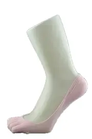Womens Pair Invisible Anti Slip Five Toe Sock Footlets Sockettes Light Pink
