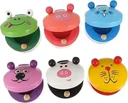 KOMBIUDA Animal Castanet Puzzle Board Cartoon Musical Instrument Wooden Instrument Toddler Castanet Toy Safe Non-Toxic for Boys and Girls Random Style