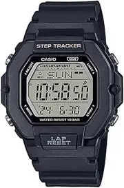 [Casio] DIGITAL STEP TRACKER LED, DUAL TIME, 100M WR BLACK RESIN BAND