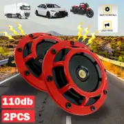 2pcs 12V Super Loud Train Horn Waterproof for Motorcycle Truck Car SUV Boat Red (for: Daihatsu)