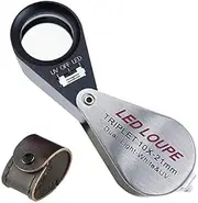 10X Magnification Jeweler Loupe Triplet Lens Magnifier with 6 LED UV Light 21mm for, Jewelry, Coins, Etc